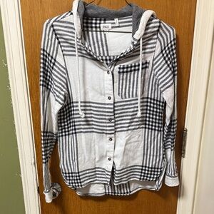 BKE Monochrome Plaid Hooded Shirt